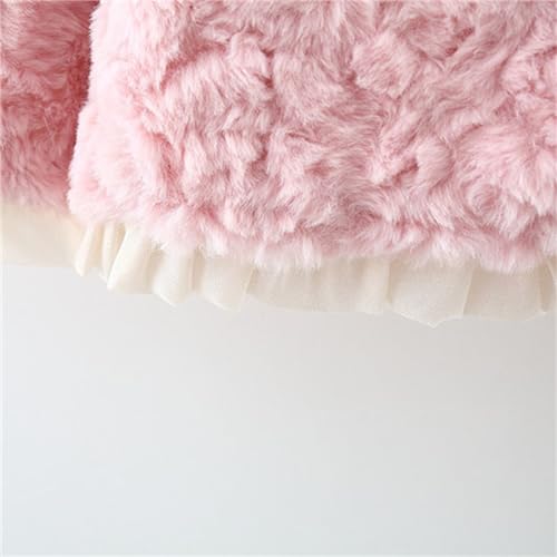 Baby Girls Cropped Fuzzy Jacket Flower Print Button Long Sleeve Sherpa Coat Toddler Cute Stylish Warm Winter Outerwear3