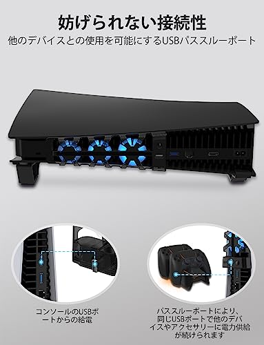 NexiGo PS5冷却ファン付き横置きスタンド 1551C BLKサムネイル6