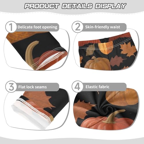 Thanksgiving Maple Leaves Pumpkin Girls Leggings Stretchy Dance Pants for Kids3