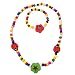 Spinnaker Collection Kids Wooden Ladybug and Flower Necklace and Bracelet Set Girls Love Bead Accessories - Play Jewelry