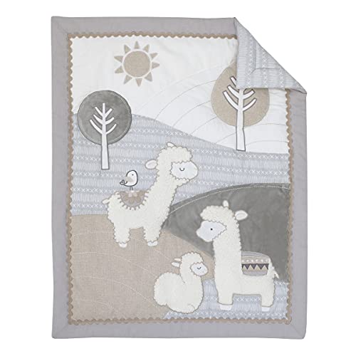 Nojo Mama's Little Llama Grey, White And Charcoal 4 Piece Nursery Crib Bedding Set - Comforter, Crib Sheet, Dust Ruffle And Nursery Organizer #TOP1