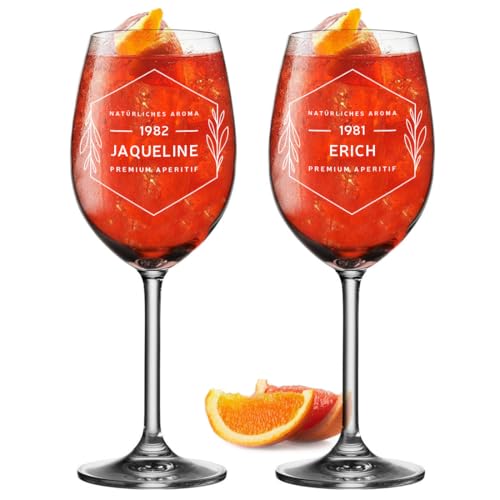 polar-effekt Aperol Spritz Lot de 2 verres à liqueur 460 ml avec gravure – Coffret cadeau pour les amateurs d'apéritif – Verres pour boissons, Lillet, Sarti et vin