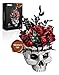 Produktbild Millionspring-Bausatz für rote Rosensträuße mit Totenkopfvase, rote künstliche Rosen, Geschenke für Sie und Ihn zum Geburtstag, Jahrestag, Valentinstag, Halloween, Weihnachten, Gothic-Heimdekoration