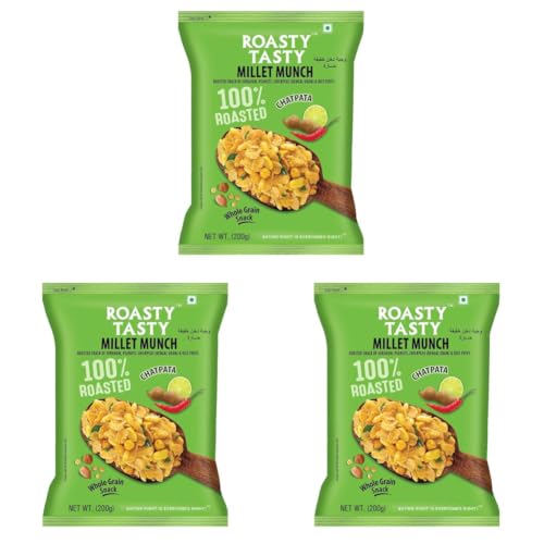 Image of Roasty Tasty Millet Munch Chatpata 200g- Gluten Free Healthy Snacks | Ideal for Weight Management | Cholesterol-Free Millet Namkeen (Pack of 3)
