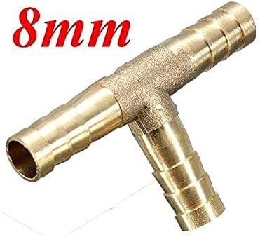 Brass T Piece Barbed 3 Way 6mm 8mm 10mm 12mm Fuel Hose Joiner Adapter Fitting (Brass, 10MM) - Image 4