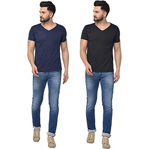 Image of JANGOBOY Men's V-Neck Cotton T-Shirt (Pack of 2)