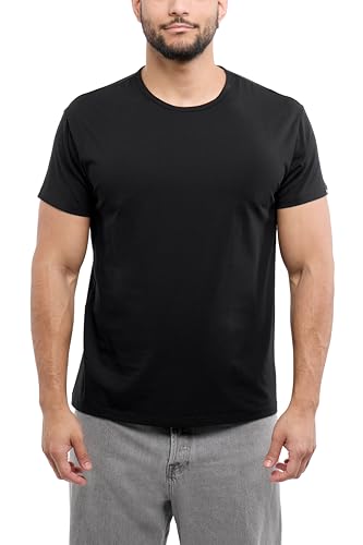 X RAY Men's Stretch Soft Cotton Slim Fit Short Sleeve Crewneck T-Shirt, Fashion Casual Tee for Men, Black - Crewneck, Large