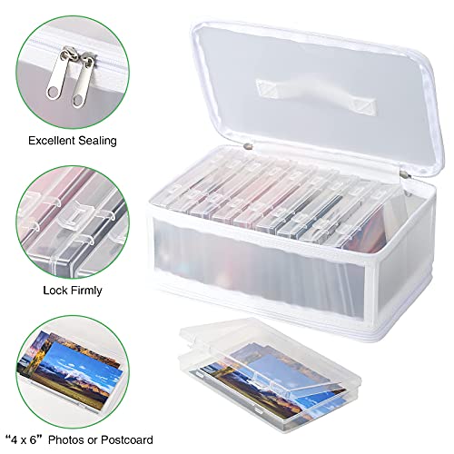 Gbivbe Photo Storage Bag 4X6, 10 Inner Large Photo Storage Box Photo Cases Store Up To 1000 Photos, Photo Organizer Cards Craft Keeper With Handle For Photo Puzzles Cards Seed Packets (White) #TOP3