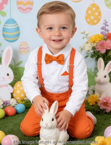 Image of A&J DESIGN Baby Boys Suits Infant Gentleman Formal Wedding Suspenders Outfit with Bowtie