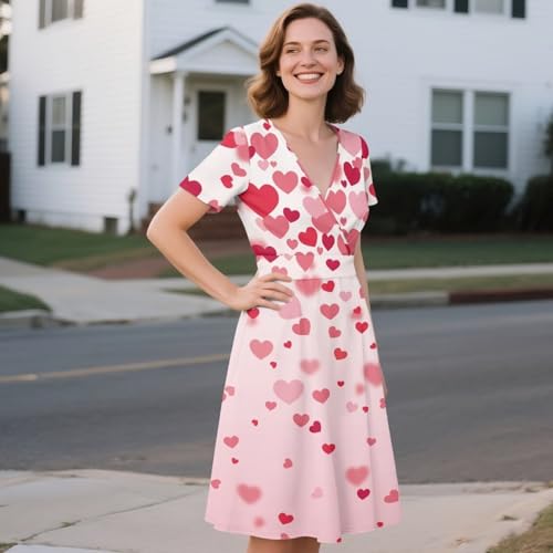 Image of Women's Summer Formal Dresses Short Sleeve Wrap V Neck Dresses Bridesmaid Wedding Guest Dress with Pockets