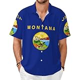 Coupe confortable et décontractée : conçue avec une silhouette ample et confortable et un tissu extensible, la chemise à manches courtes pour homme à imprimé drapeau de l'État Thismontana assure la liberté de mouvement tout en conservant une apparence élégante et moderne pour les tailles standard et les grandes tailles.