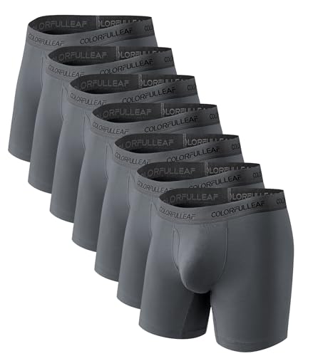 COLORFULLEAF Mens Underwear Soft Bamboo Rayon Boxer Briefs Breathable Open Fly Underwear Multipack