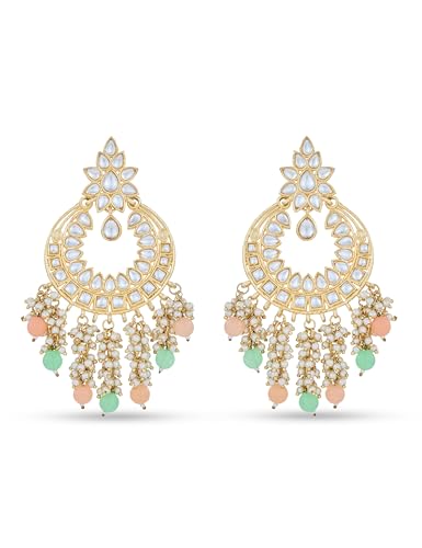 Image of Rubans Chandbali Earrings Gold Plated Kundan Jewellery Gift for Women & Girls