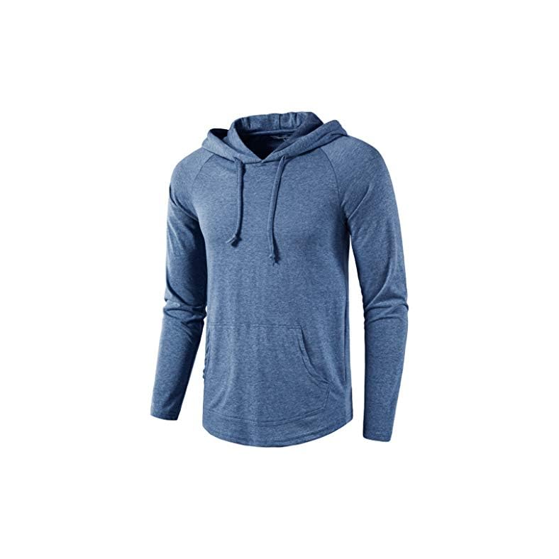 SIR7 Men’s Gym Workout Active Long Sleeve Pullover Lightweight Hoodie Casual Hooded Sweatshirts