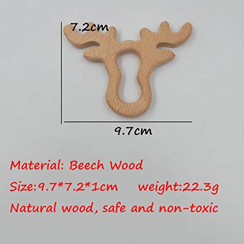 Image of 10pcs Natural Wooden Antlers Montessori Toy Pendant Pure Natural Beech Wood Animal Shape Toys for Handmade Necklace /Bracelet (Antlers 10pcs)