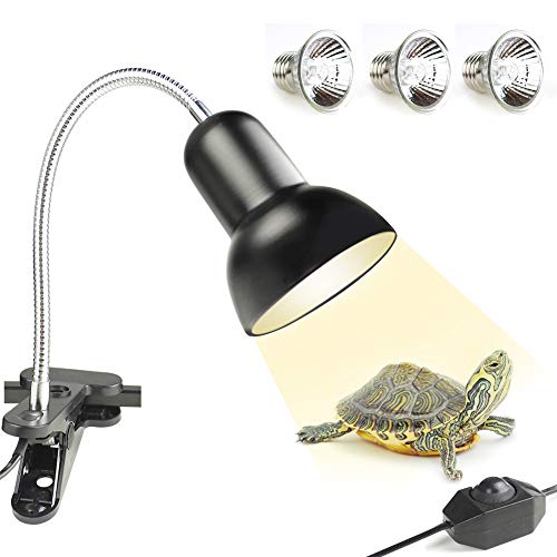NANEEZOO Reptile Heat Lamp - Clamp Lamp for Aquarium Adjustable Light and Temperature with Holder - 3 Pack Basking Lamp with 360° Rotatable Clip for Lizard Turtle Snake Aquarium