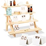 101Pcs 4 Tiers Wood Earring Display Stands for Selling 100 Pieces Earring Display Card Retail Earring Jewelry Display Holder Rustic Cascading Earring Display Stand for Showing Merchandise (Wooden)