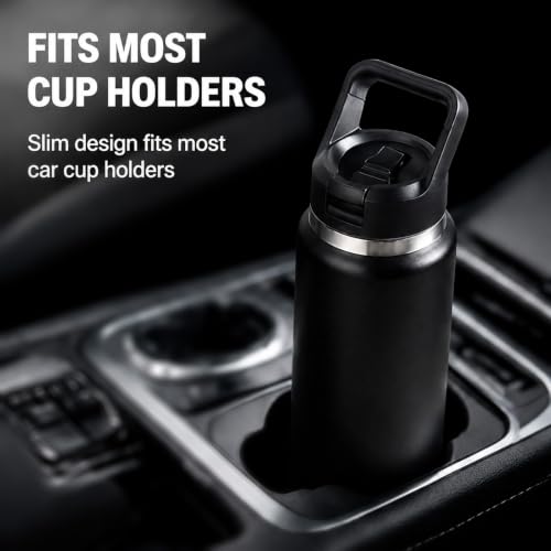CYPHERTAN 27oz Water Bottle with Straw Lid Vacuum Insulated Stainless Steel BPA-Free Reusable Cup for School, Sports, Travel (Black) - image 6