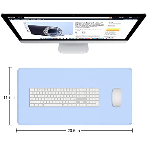 Dapesuom Large Mouse Pad, Extended Gaming Pad With Stitched Edges, Waterproof Desk Pads Non-Slip Base, Computer Keyboard Big Mat For Laptop, Office, 23.6X11.8 In, Square-60X30Cm-Sky Blue, Xl #TOP1