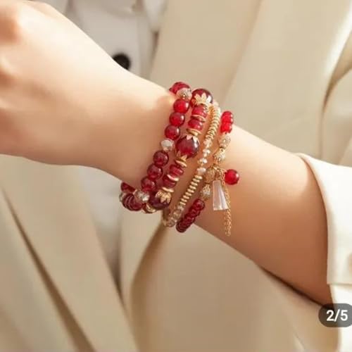 Image of ROYAL NEEDS Fashionable Beaded Multilayer Bracelets for girls and women's. Multicolor flexible crystal Bohemian Stackable Bracelets for women's