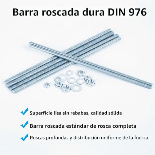 Miniatura 4 de 5 Piezas Varilla Roscada M8 X 300 Mm, Varillas Roscadas, Vástago Roscado, Métrico Perno Roscado Zinc Azul, Varilla Roscada Métrica Completa, Varilla Roscado Con Tuercas Y Arandelas M8x300mm