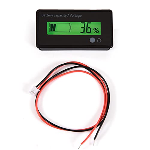 Aili Battery Monitor Voltage Monitor Meter Round Htn Pcb Green Backlit Lcd Display Battery Capacity Voltage Meter Tester Voltmeter Monitor