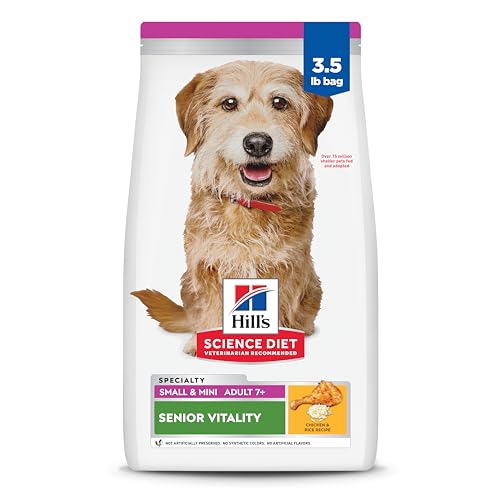 Hill's Science Diet Adult 7+ Senior Vitality Small & Mini Dry Dog Food, Chicken & Rice, 3.5 lb. Bag