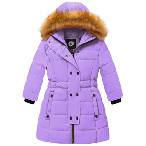 FARVALUE Girls Warm Winter Coats Thicken Long Parka Fleece Puffer Jacket Hooded Quilted Windbreaker