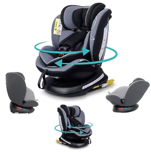 360° Rotating Car Seat, Baby Carriage, Car Infant Seat, Baby Booster Seat, R129, ISOFIX, Birth to 12yrs (40-150cm), i-Size, Group 0+/1/2/3, Recline 170°, Swivel, 0-36 KG Newborn, New