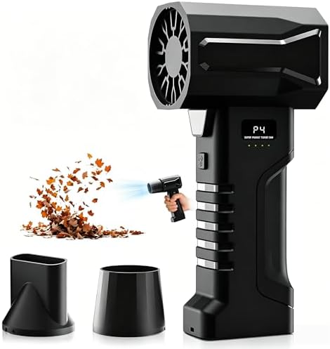 BOLYDOOM Portable Dust Blower Cordless - 105,000 RPM Handheld Blower Duster with 5 Nozzles & LED Light, Battery Powered Turbo Jet Blower for Yard Work, Patio Cleaning (Satin Black)
