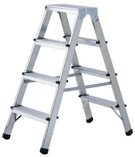 Preisvergleich Produktbild Brennenstuhl 1412040 Alu-Doppelstufenleiter, 2 x 3 Stufen, Edelstahl, 0.9 m