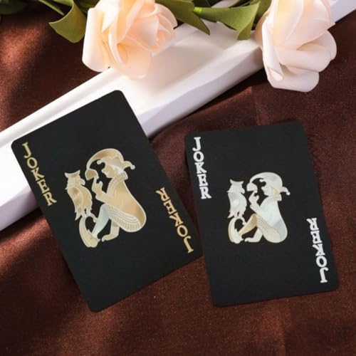 1 Pcs Plastikspielkarten, Kartenspiele, wasserfeste Spielkarten, Geschenk Partyspiel Spielkarten (Schwarzes vergoldetes Quadratmodell) – Bild 4