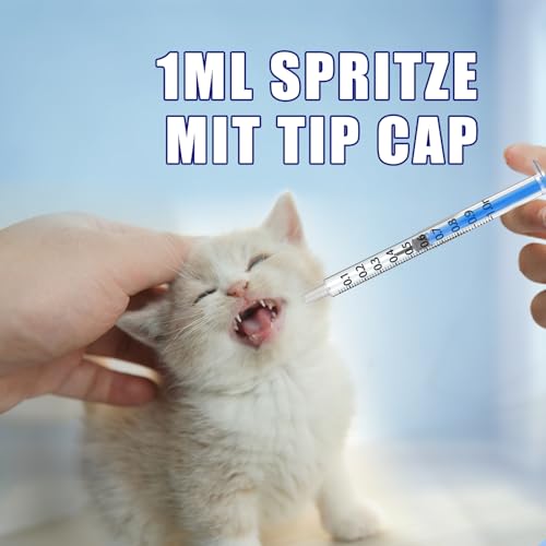 Gufastoe 100 Stück 1ml Spritze mit Schutzkappen für Industrie oder Tierfutter(Blau)