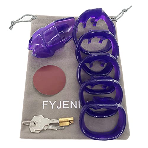 Image of HT-V4 Chastity Cage for Men | 5 Adjustable Wide Rings & 6 Colors | Beginner-Friendly | Adult Sex Toy with Sizing Guide (Purple, Standard)
