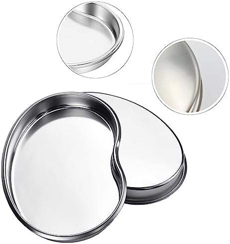 2 Pcs Stainless Steel Kidney Tray, Kidney Dishes Tray Shaped Curved Dish, Professional Surgical Kidney Dish Large Curved Metal Instrument Tray Stainless Steel Tray Lab Instrument Tattoo Tool Trays