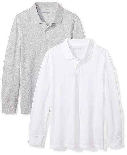 Image of Amazon Essentials Boys and Toddlers' Long-Sleeve Pique Polo Shirts for School Uniform, Multipacks