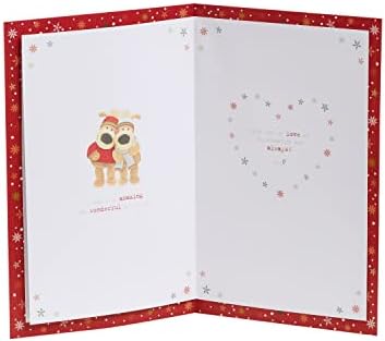 Boofle Wife Christmas Card with Envelope - Sweet Design and Bouquet of flowers, Multi