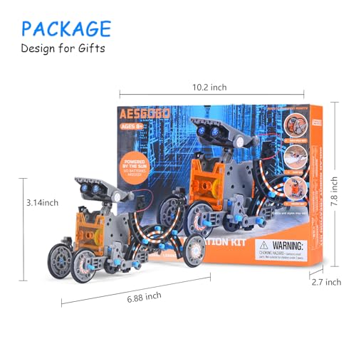 aesgogo stem projects 12-in-1 creation solar robot kitscience experiments toys gifts for kids ages 8-12educational diy building robotics kit for 8 9 10 11 12 13 14 15 year old boys girls teens