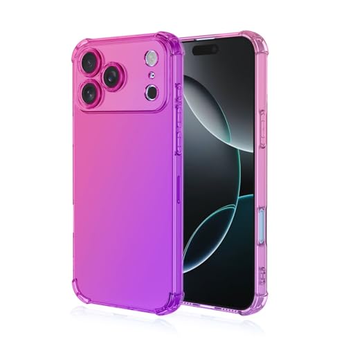 HONLEN Funda para Smartphone, Compatible with iPhone 17 Pro Carcasa, (6.3' Inches) Gradiente Transparente TPU Silicona Case, Protección de Esquina Mejorada Cover Rosado Morado