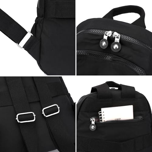 Image of Tanweibago Mini Nylon Women Backpacks,11L Small Ladies backpacks Casual Lightweight Women Shopping Travel Daypack (Black)