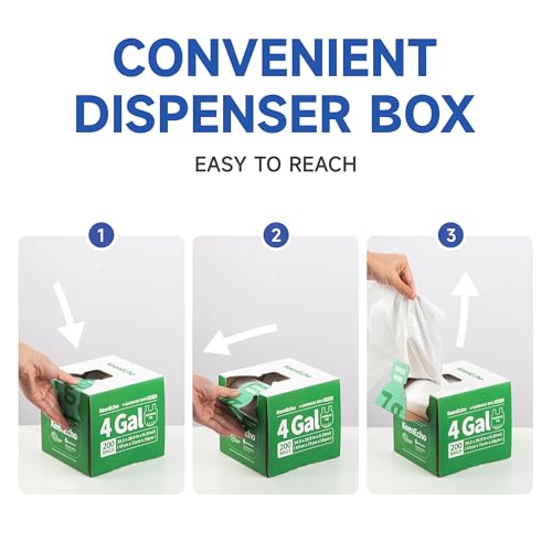 Small Trash Bags with Handles 6 Gallon 200 Count White - Ocean Plastic Upcycling - Plastic Garbage Bags, Can Bin & Waste Basket Liner for Kitchen, Bathroom, Office and Pets by KeenEcho - Image 3