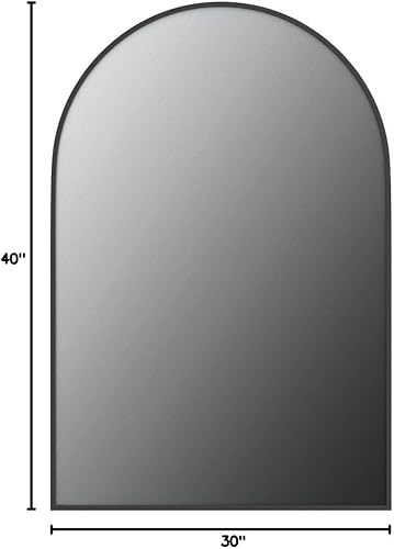 Miniatura 9 de Arcus Home Espejo negro arqueado de 30 x 40 pulgadas, espejo de baño con marco de hierro recubierto de polvo, espejos para pared, dormitorio,