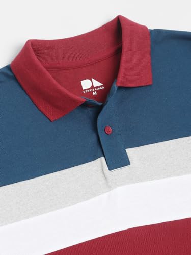 Image of Dennis Lingo - Men's Cotton Color-Blocked Slim Fit Polo T-Shirt