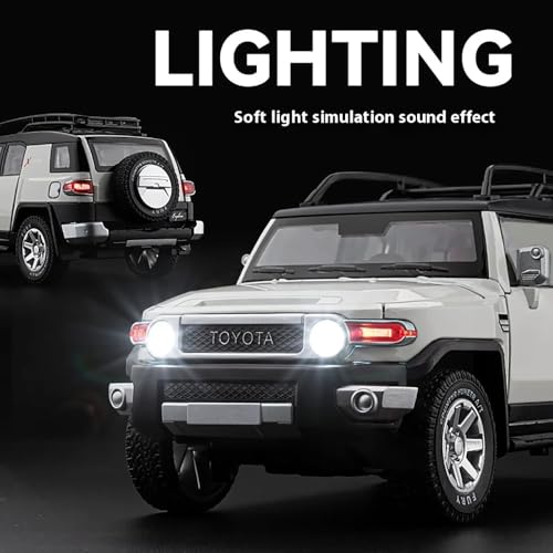 Image of 1:24 Toyota Toy Car Fj Land Cruiser Toy Car Diecast Metal Cars Light Sound Pull Back Openable Door Cars for Kids, Multicolor