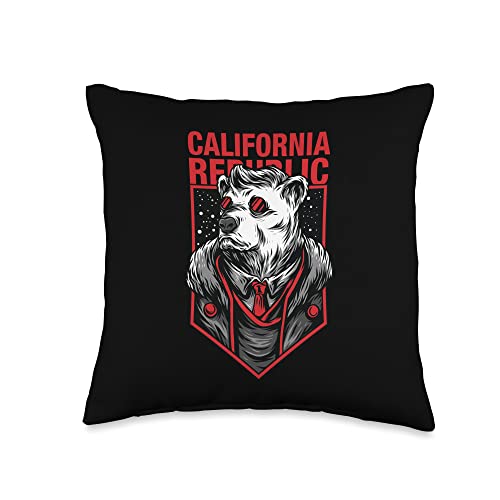 California Republic Bear Tee Shirt, California Golden state Throw Pillow