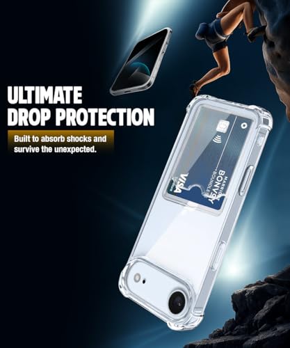 Image of WOW IMAGINE Transparent Back Cover Case for iPhone 17 Air | Flexible Built-in Slim Card Pockets Wallet | 360 Camera Protection TPU | Soft Silicone Mobile Cover - Transparent