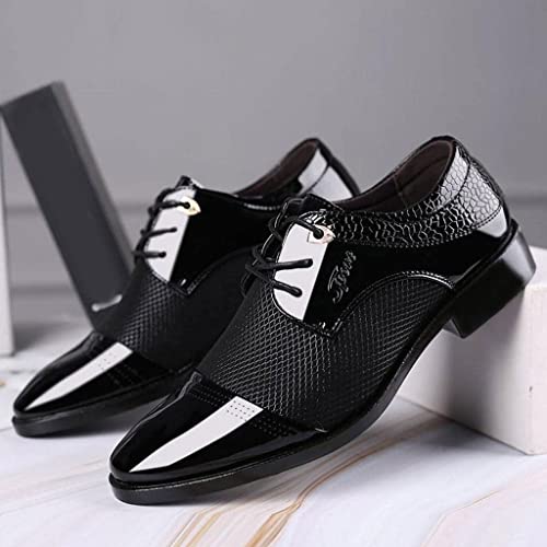 HINDOLA Men's Business Shoes Classic Black Patent Fashion Wedding Suit Shoes Leather Modern Formal Oxfords Lace Up Shoes for Men2