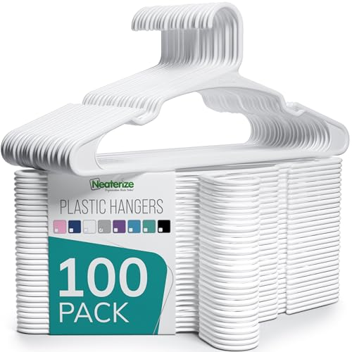 NEATERIZE Clothes Hangers Plastic 100 Pack for Adults - Plastic