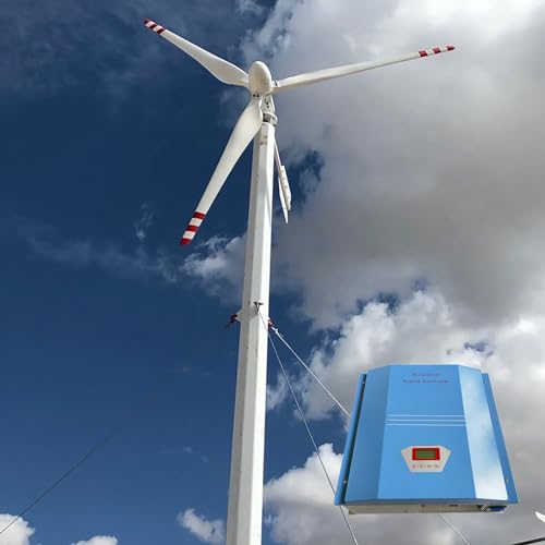 Kit de Turbina Eólica Horizontal de 5000wy 48V : Generador Eólico de 5 kw con Aspas de 1, 6 m y Controlador de Carga Pwm para Uso Doméstico, Agrícola y Carga de Baterías Fuera de la Red ( Mástil N