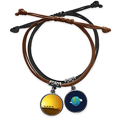 Pulsera de cuero ruta de la seda con cierre ajustable resistente